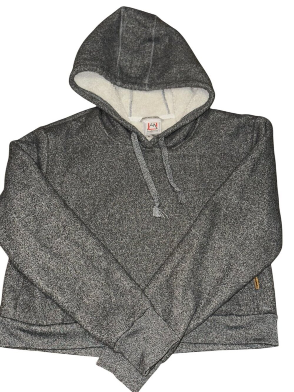 GRAY SHERPA LINED CROP SWEAT SHIRT